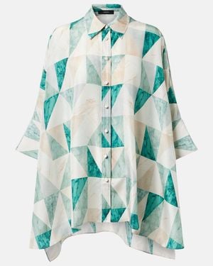 JOSEPH Arcole Printed Oversized Silk Shirt - Blue