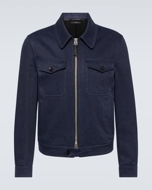 Tom Ford Cotton And Linen Blouson Jacket - Blue