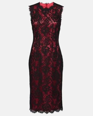Dolce & Gabbana Cotton-Blend Lace Midi Dress - Red
