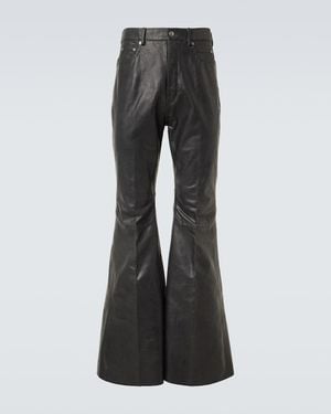 Rick Owens Bolan Leather Flared Trousers - Black