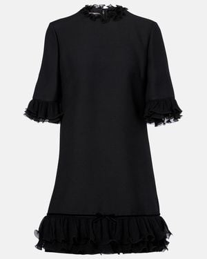 Valentino Ruffled Silk Crepe Minidress - Black