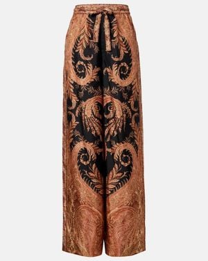 Zimmermann Hypnotic Silk Wide-Leg Trousers - Brown
