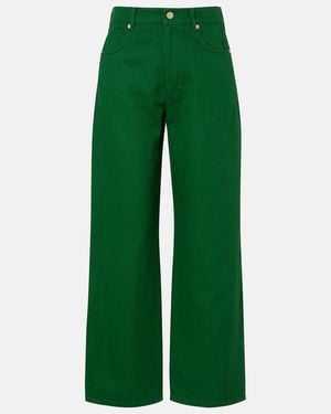 Max Mara Onorata Cotton And Linen Wide-Leg Trousers - Green