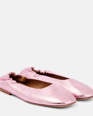 Dries Van Noten Metallic Leather Ballet Flats - Pink
