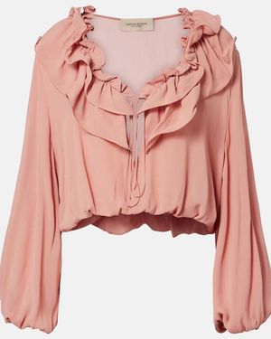 Adriana Degreas Ruffled Crop Top - Pink