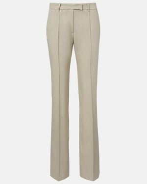 The Attico Low-Rise Wool Straight Trousers - Natural
