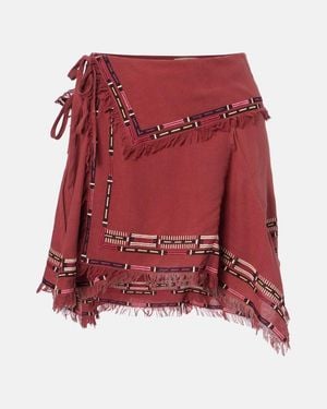 Isabel Marant Feriel Embroidered Silk Wrap Miniskirt