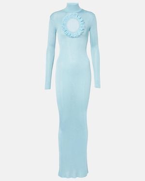 Self-Portrait X Christopher Kane Cutout Knitted Maxi Dress - Blue
