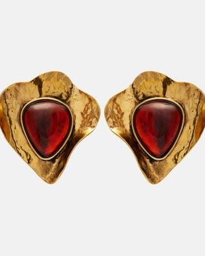 Saint Laurent Embellished Clip-On Earrings - Brown