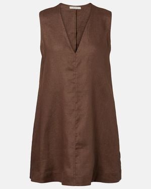 Asceno Derya Linen Minidress - Brown