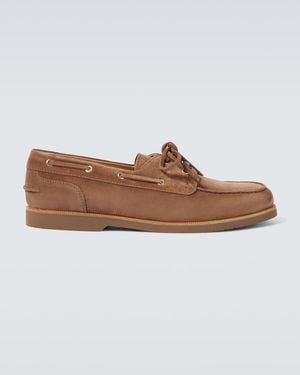 Brunello Cucinelli Suede Boat Shoes - Brown