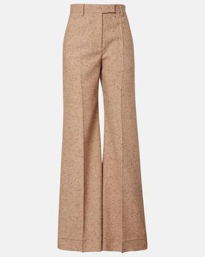 Valentino High-Rise Virgin Wool Wide-Leg Trousers - Natural