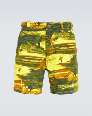 ERL Printed Cotton Shorts - Yellow