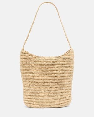 The Row Alma Medium Raffia Shoulder Bag - White