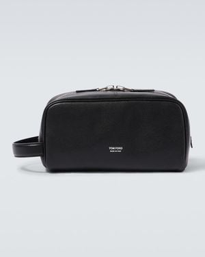 Tom Ford Logo Leather Toiletry Bag - Black