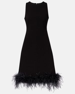 Max Mara Semito Feather-Trimmed Midi Dress - Black