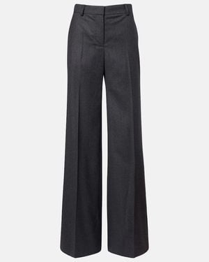 Stella McCartney Wool Flannel Wide-Leg Trousers - Blue