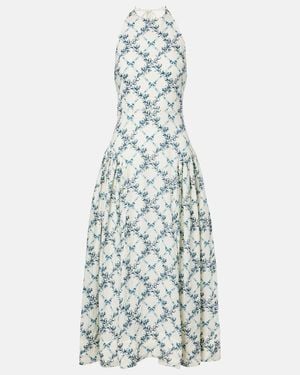 Agua Bendita Balsa Open-Back Linen Midi Dress - White