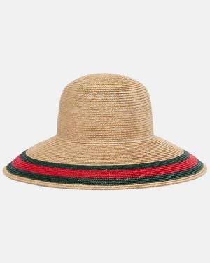 Gucci Web Stripe Woven Sun Hat - Natural