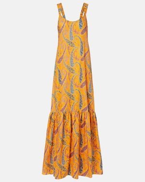 Etro Printed Cotton Cady Maxi Dress - Metallic