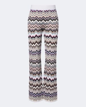 Missoni Zigzag Knitted Wide-Leg Pants - White