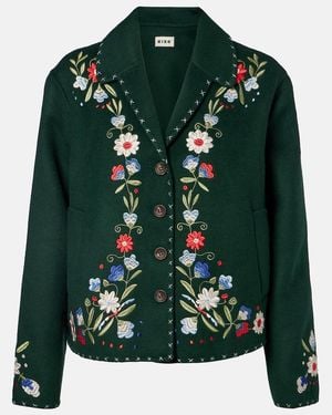 RIXO London Jude Embroidered Wool-Blend Jacket - Green