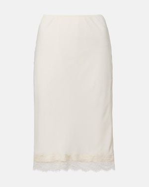 Rohe Lace-Trimmed Satin Slip Skirt - White