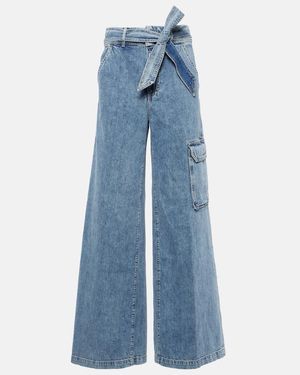 Veronica Beard Jeans Cargo Belisa De Tiro Alto - Azul