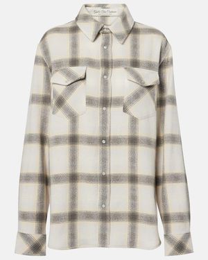 God's True Cashmere Moon Plaid Cashmere Shirt - Natural
