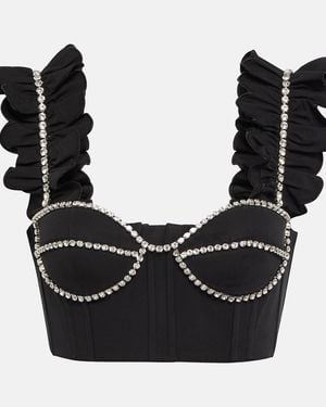 Area Poplin Ruffle Bustier - Black
