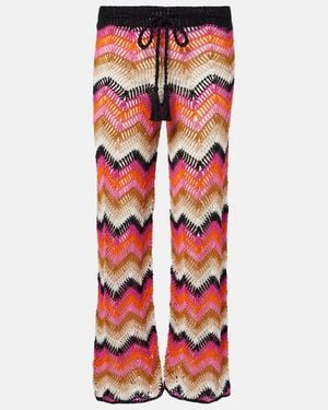 Anna Kosturova Cotton Crochet Wide-Leg Pants - Red