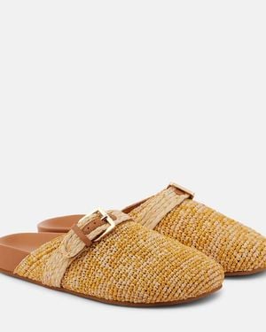 Robert Clergerie Quinta Raffia Mules - Brown