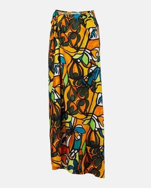 Christopher Esber Printed Draped Silk Maxi Skirt - Multicolor