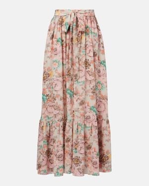 Chloé Gathered Silk Crepe De Chine Maxi Skirt - Pink