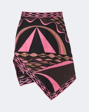 PUCCI Dune Asymmetric Silk Twill Miniskirt - Red