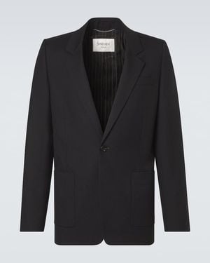 Saint Laurent Wool Gabardine Blazer - Black