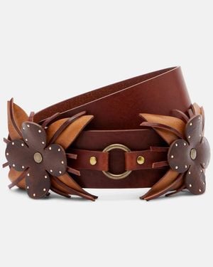 Isabel Marant Aska Floral-Applique Leather Belt - Brown