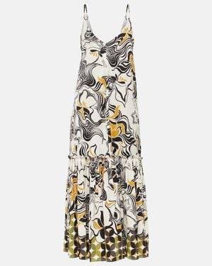 Dries Van Noten Printed Satin Maxi Dress - White
