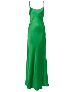 Victoria Beckham Satin Slip Maxi Dress - Green