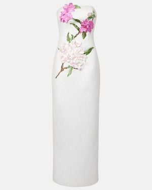 LEO LIN Rayna Floral-Applique Bustier Dress - White