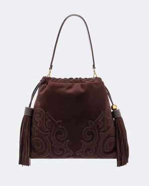 Etro Tasche Kalispera Medium Aus Veloursleder - Braun