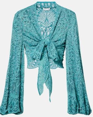 Alexandra Miro Tabitha Lace Crop Top - Blue