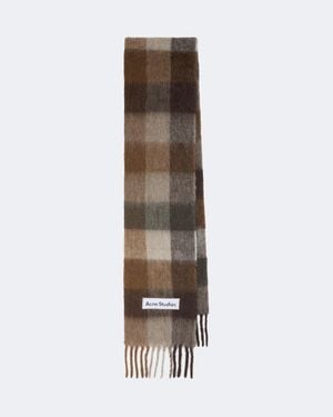 Acne Studios Checked Fringed Alpaca And Wool-Blend Scarf - Brown