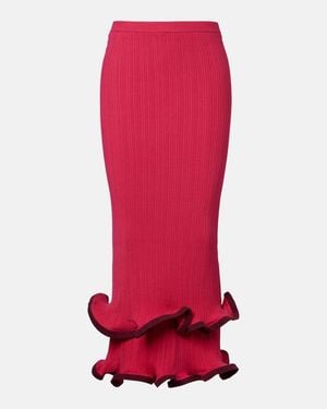 Jonathan Simkhai Millie Ruffled Midi Skirt - Red