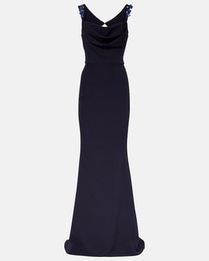 Safiyaa Melina Embellished Crepe Gown - Blue