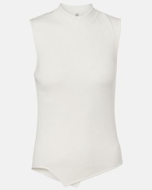 TOTEME Ribbed-Knit Asymmetric Top - White