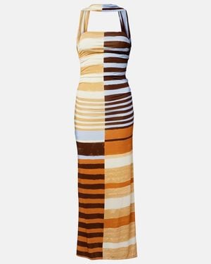 Cala De La Cruz Ornella Striped Midi Dress - Metallic