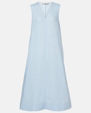Asceno Nisha Linen Midi Dress - Blue