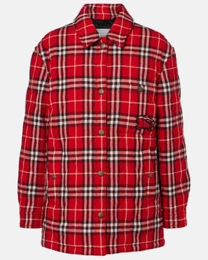 Burberry Check Wool Overshirt - Red