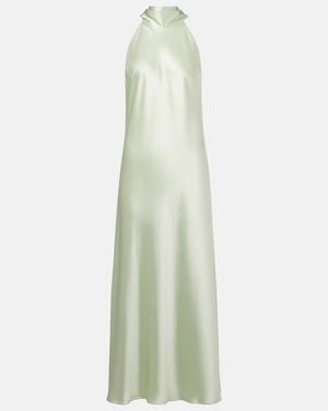 Galvan London Sienna Scarf-Detail Satin Maxi Dress - White
